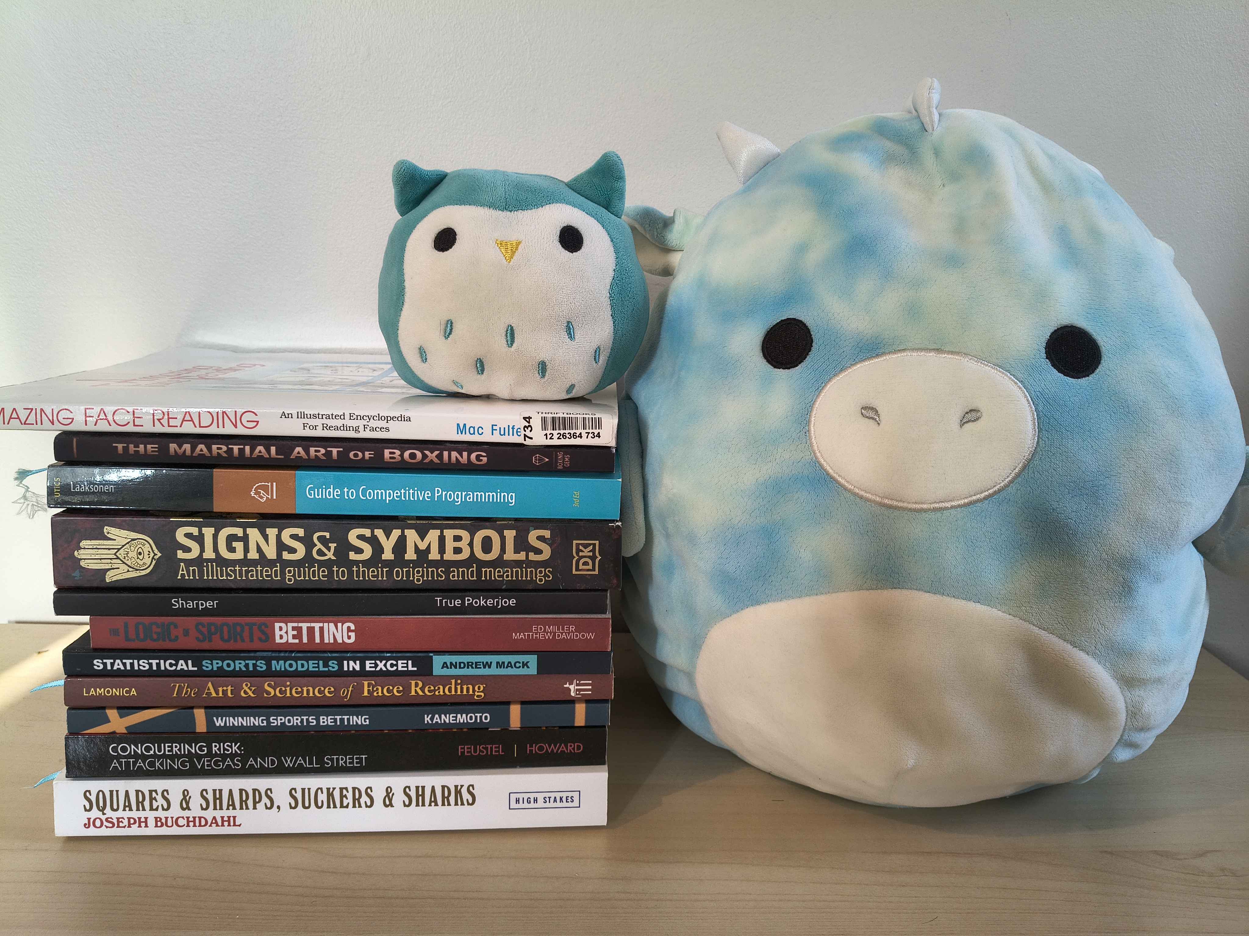 Baby Owl and Keith Dragon with books